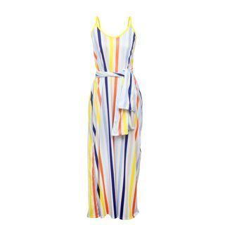 Spaghetti Strap Striped Maxi Shift Dress