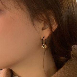 Alloy Hoop Earring 1 Pair - Gold & Black - One Size