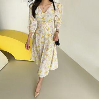 Patterned Long Fit-and-flare Dress
