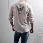 Pocket-front Wing-print Shirt (beige)