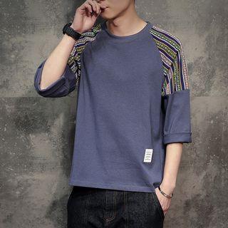 Pattern Trim Raglan 3/4 Sleeve T-shirt