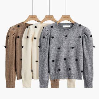 Round Neck Pom Pom Sweater