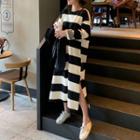 Striped Slit-hem Pullover Dress