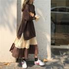 Tiered Midi Sweatshirt Dress Coffee - One Size