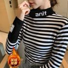 Striped Letter Embroidered Long-sleeve T-shirt