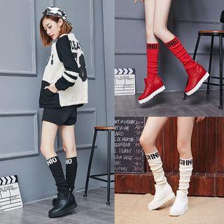 Knit Panel Tall Boots