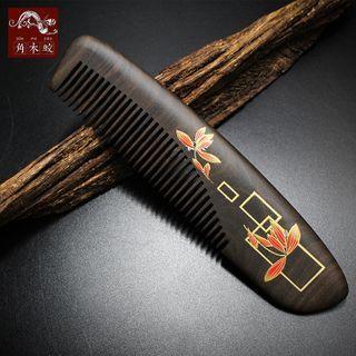 Leaf Print Wooden Hair Comb As Shown In Figure - One Size