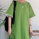Mock Two-piece Short-sleeve T-shirt Green - One Size