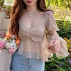 Long-sleeve Flowy Chiffon Top