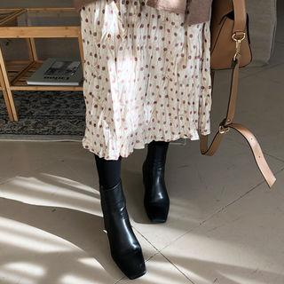 Polka-dot Crinkled Maxi Skirt