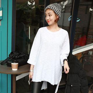 Drop-shoulder Dip-back Long T-shirt