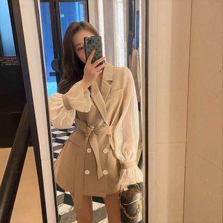 Long Sleeve Double-breasted Dress