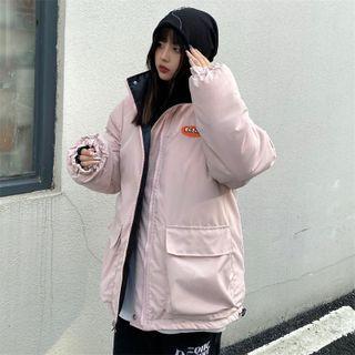 Reversible Padded Faux Leather Zip-up Jacket