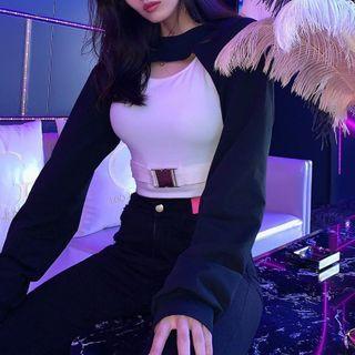 Set: Snap Buckle Tank Top + Cropped Sweatshirt
