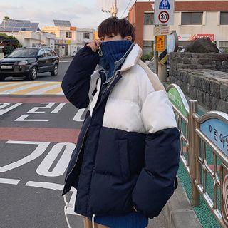 Mock Two-piece Padded Color Block Jacket