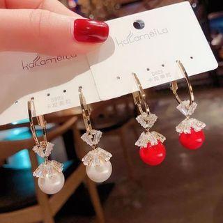 Cz Faux Pearl Drop Earring