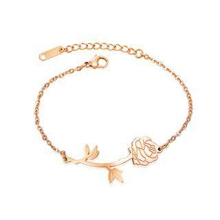 Elegant Temperament Plated Rose Gold Rose 316l Stainless Steel Bracelet Rose Gold - One Size