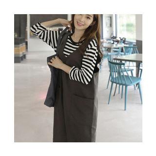 V-neck Pocket-detail Jumper Dress