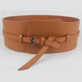 Wide Faux Leather Belt