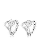 14k Italian White Gold Diamond-cut Open Heart Shape Gothic Angel Wing Phoenix Stud Earrings
