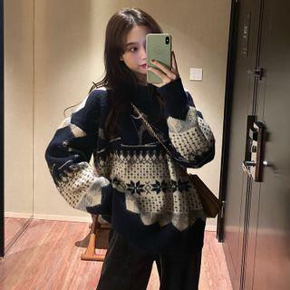 Snowflake Sweater / Corduroy Wide-leg Pants