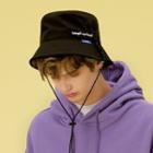 [r:lol] Embroidered Bucket Hat With Strap Black - One Size