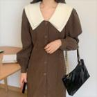 Long-sleeve Button Midi Mermaid Dress