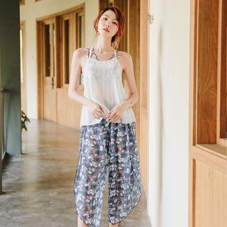 Set Of 4: Printed Bikini + Cover-up & Skirt