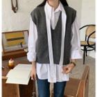 Tie Neck Shirt / Knit Vest