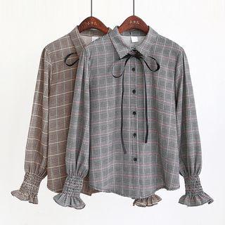 Flared-cuff Plaid Shirt