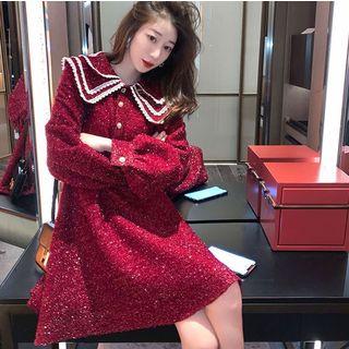 Glitter Collared A-line Mini Dress