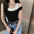 Inset Color Block Tank Top Black - One Size