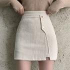 Corduroy Slit Mini Pencil Skirt