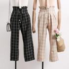 Lace-up Plaid Harem Pants