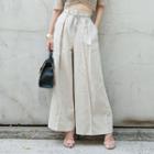 High-waist Wide-leg Pants With Sash