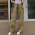 Mid Rise Loose-fit Cargo Wide-leg Pants