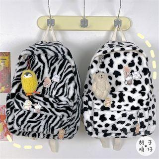 Patterned Fluffy Backpack