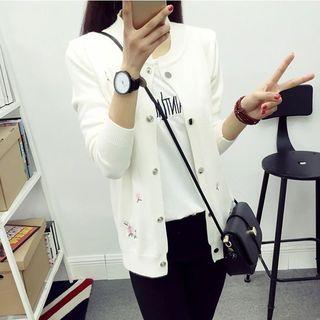 Embroidered Buttoned Knit Cardigan