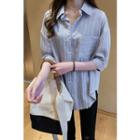 3/4 Sleeve Pinstripe Blouse