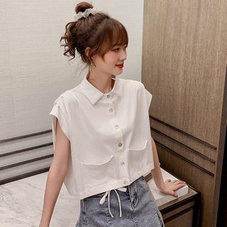 Plain Cap-sleeve Shirt