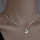 Moon & Star Pendant Sterling Silver Choker Silver - One Size