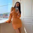 Set: Cropped Zip-up Hoodie + Mink Tank Dress