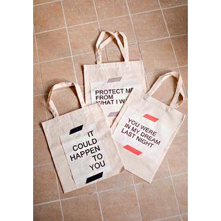 Lettering-panel Canvas Shopper Bag