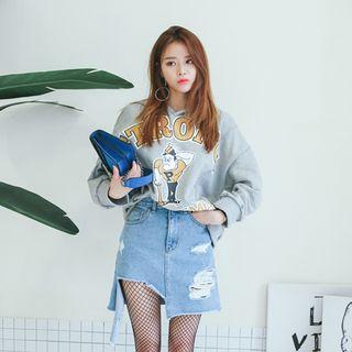 Hood Graphic Oversized Pullover