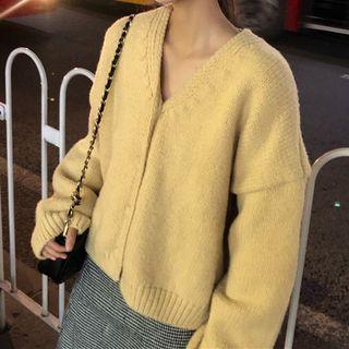 Buttoned Knit Cardigan Almond - One Size