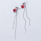 925 Sterling Silver Heart Fringed Earring 1 Pair - Earring - One Size