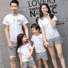 Family Matching Set: Short-sleeve Letter T-shirt + Checker Shorts