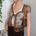 Short-sleeve Floral Print Lace Jacket