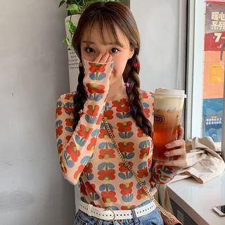 Long-sleeve Floral Top 01 - As Shown In Figure - One Size