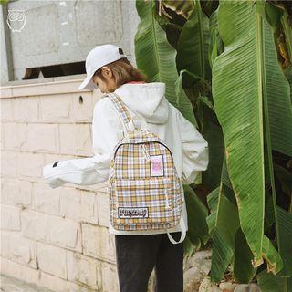 Plaid Applique Canvas Backpack